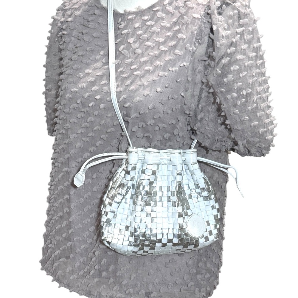 Carlos Falchi Vintage Metallic Woven Pouch Handbag